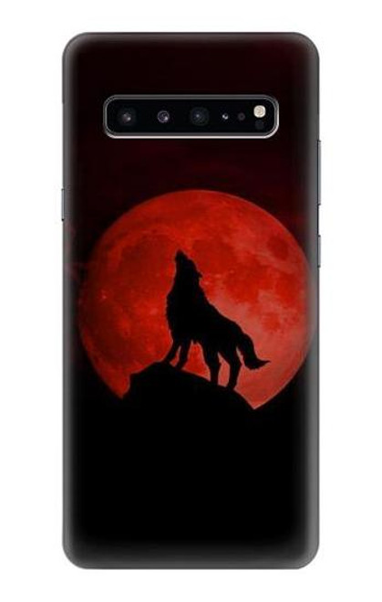 S2955 Wolf Howling Red Moon Funda Carcasa Case para Samsung Galaxy S10 5G