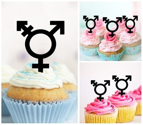 TA1274 Transgender LGBT Cupcake Cake Topper para tartas cumpleaños boda Fiesta Pastel Decoraciones 10 piezas