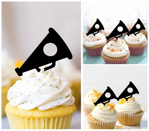 TA1276 Cheer Megaphone Cupcake Cake Topper para tartas cumpleaños boda Fiesta Pastel Decoraciones 10 piezas