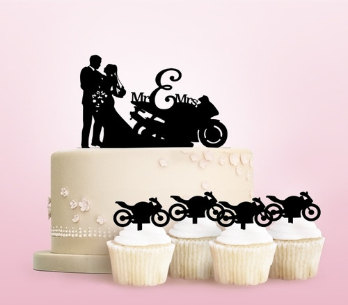 TC0256 Wedding Motorcycle Racing Cake Cupcake Topper para tartas cumpleaños boda Fiesta Pastel Decoraciones 11 piezas