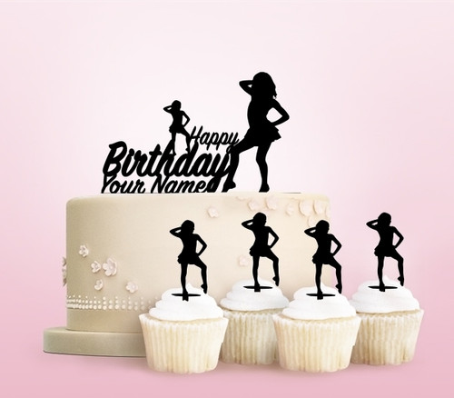 TC0258 Happy Birthday Girl Dance Cake Cupcake Topper para tartas cumpleaños boda Fiesta Pastel Decoraciones 11 piezas