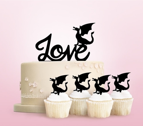 TC0260 Love Dragon Monster Cake Cupcake Topper para tartas cumpleaños boda Fiesta Pastel Decoraciones 11 piezas