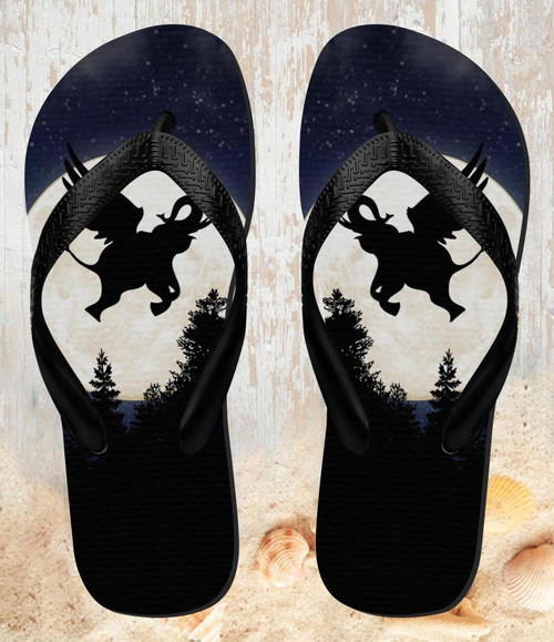 FA0522 Flying Elephant Full Moon Night Chanclas Flip Flop Playa y Piscina para Unisex