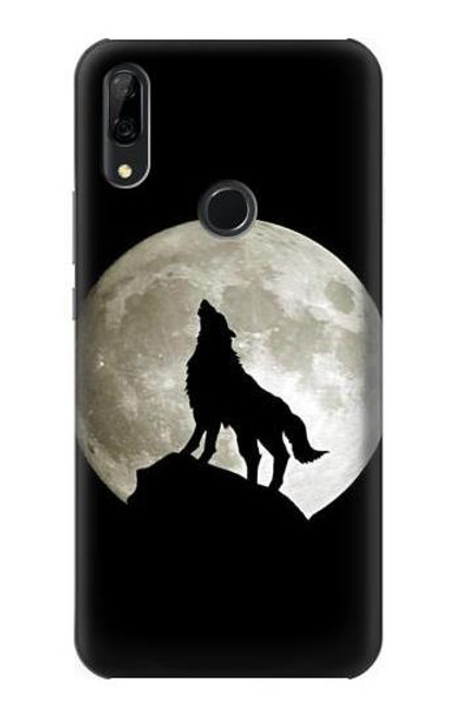 S1981 Wolf Howling at The Moon Funda Carcasa Case para Huawei P Smart Z, Y9 Prime 2019