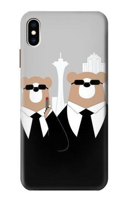 S3557 Bear in Black Suit Funda Carcasa Case para iPhone XS Max