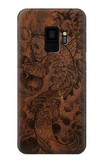 S3405 Fish Tattoo Leather Graphic Print Funda Carcasa Case para Samsung Galaxy S9