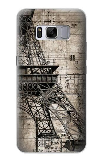 S3416 Eiffel Tower Blueprint Funda Carcasa Case para Samsung Galaxy S8