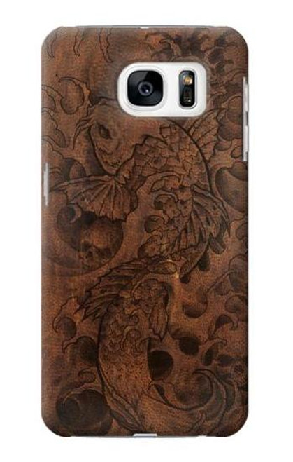 S3405 Fish Tattoo Leather Graphic Print Funda Carcasa Case para Samsung Galaxy S7