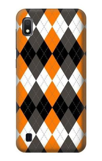 S3421 Black Orange White Argyle Plaid Funda Carcasa Case para Samsung Galaxy A10