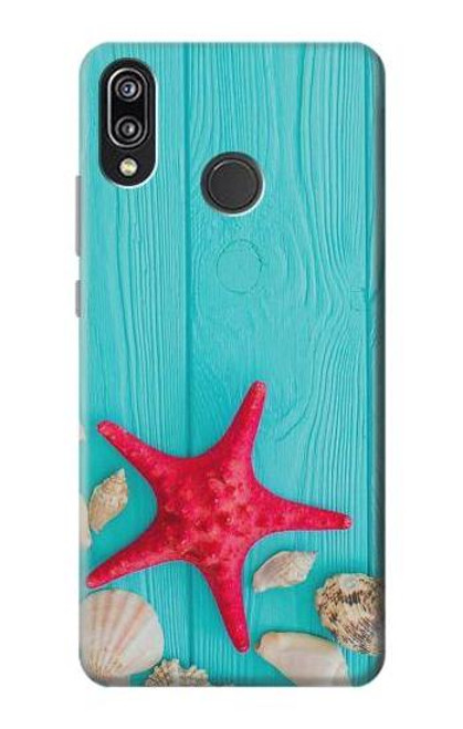 S3428 Aqua Wood Starfish Shell Funda Carcasa Case para Huawei P20 Lite