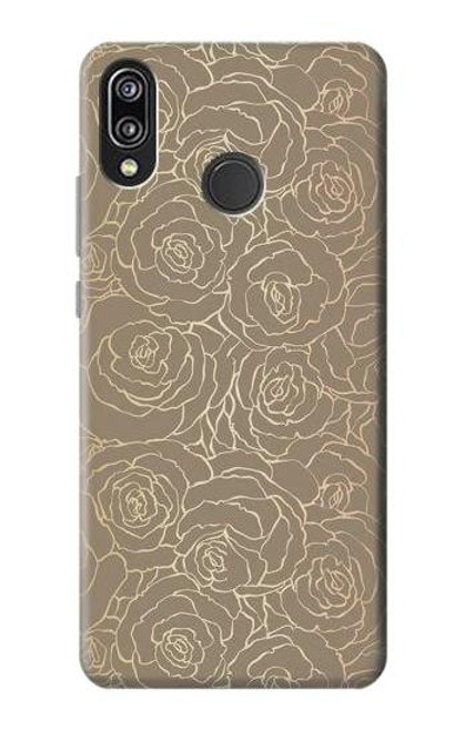 S3466 Gold Rose Pattern Funda Carcasa Case para Huawei P20 Lite