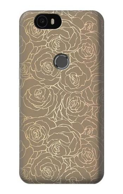 S3466 Gold Rose Pattern Funda Carcasa Case para Huawei Nexus 6P