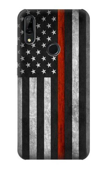 S3472 Firefighter Thin Red Line Flag Funda Carcasa Case para Huawei P Smart Z, Y9 Prime 2019