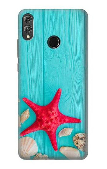 S3428 Aqua Wood Starfish Shell Funda Carcasa Case para Huawei Honor 8X