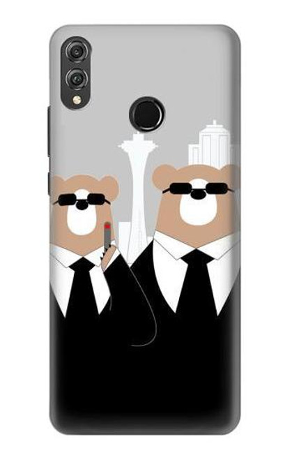 S3557 Bear in Black Suit Funda Carcasa Case para Huawei Honor 8X