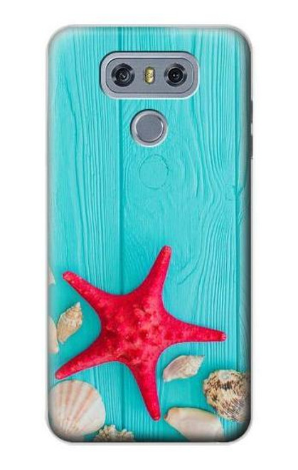 S3428 Aqua Wood Starfish Shell Funda Carcasa Case para LG G6