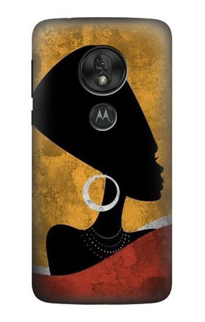 S3453 African Queen Nefertiti Silhouette Funda Carcasa Case para Motorola Moto G7 Play