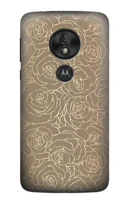 S3466 Gold Rose Pattern Funda Carcasa Case para Motorola Moto G7 Power
