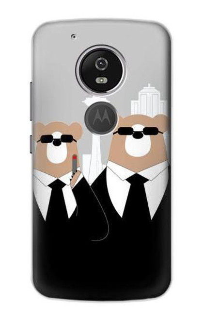 S3557 Bear in Black Suit Funda Carcasa Case para Motorola Moto G6 Play, Moto G6 Forge, Moto E5