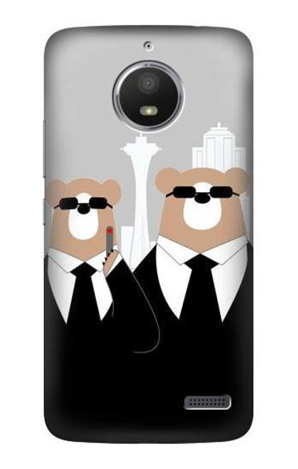 S3557 Bear in Black Suit Funda Carcasa Case para Motorola Moto E4