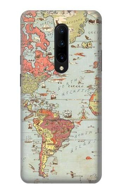 S3418 Vintage World Map Funda Carcasa Case para OnePlus 7 Pro