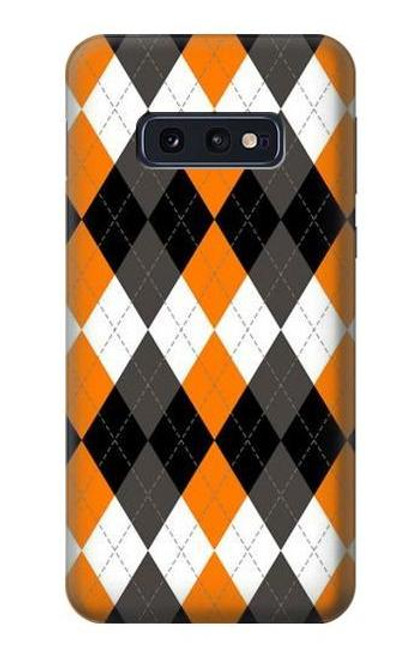 S3421 Black Orange White Argyle Plaid Funda Carcasa Case para Samsung Galaxy S10e