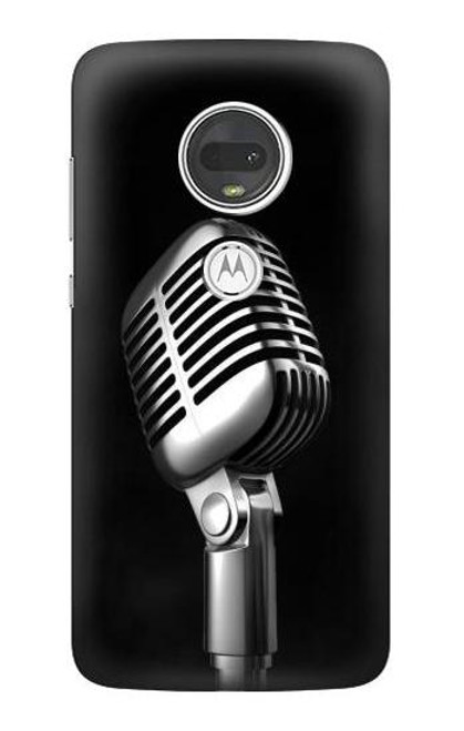 S1672 Retro Microphone Jazz Music Funda Carcasa Case para Motorola Moto G7, Moto G7 Plus