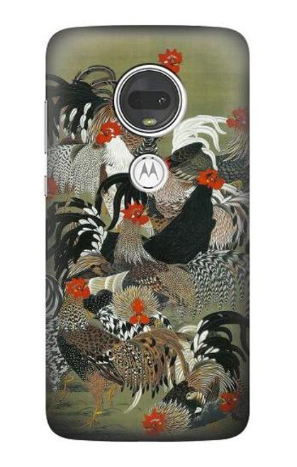 S2699 Ito Jakuchu Rooster Funda Carcasa Case para Motorola Moto G7, Moto G7 Plus