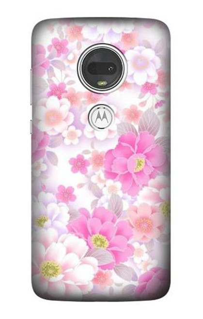 S3036 Pink Sweet Flower Flora Funda Carcasa Case para Motorola Moto G7, Moto G7 Plus