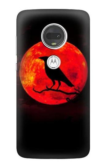 S3328 Crow Red Moon Funda Carcasa Case para Motorola Moto G7, Moto G7 Plus