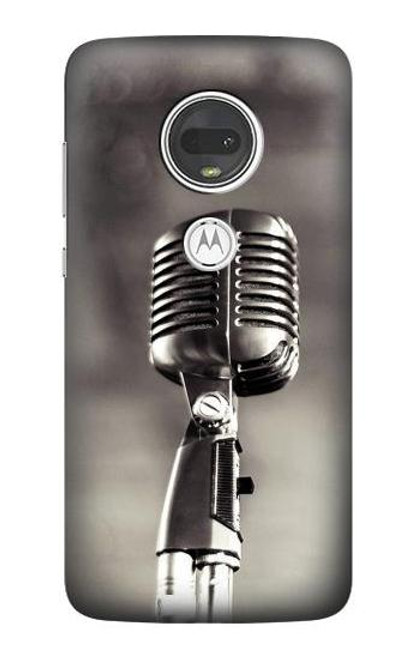 S3495 Vintage Microphone Funda Carcasa Case para Motorola Moto G7, Moto G7 Plus