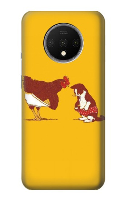 S1093 Rooster and Cat Joke Funda Carcasa Case para OnePlus 7T