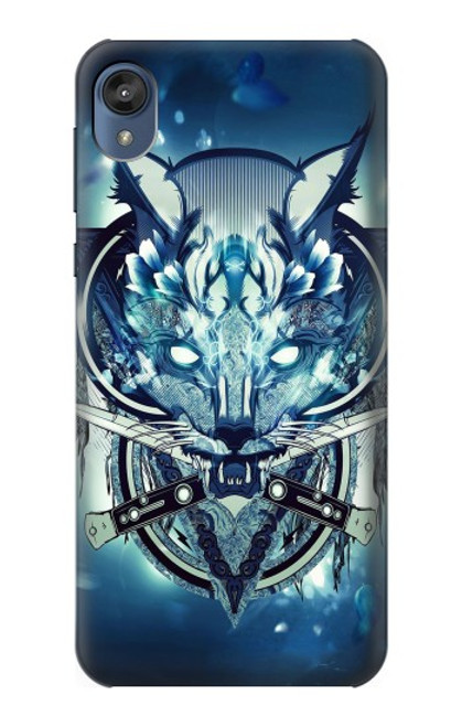 S1135 Wolf with knives Rock Funda Carcasa Case para Motorola Moto E6, Moto E (6th Gen)