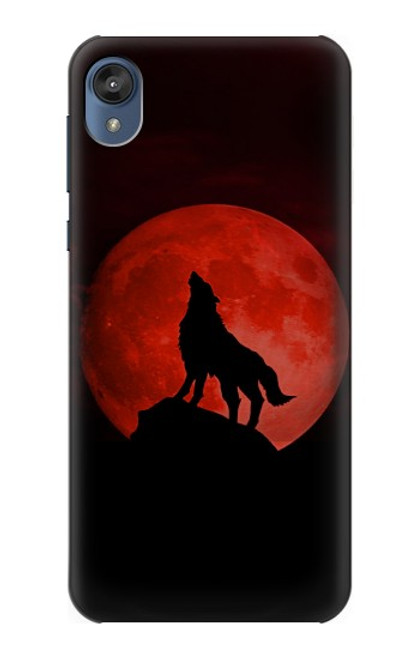 S2955 Wolf Howling Red Moon Funda Carcasa Case para Motorola Moto E6, Moto E (6th Gen)