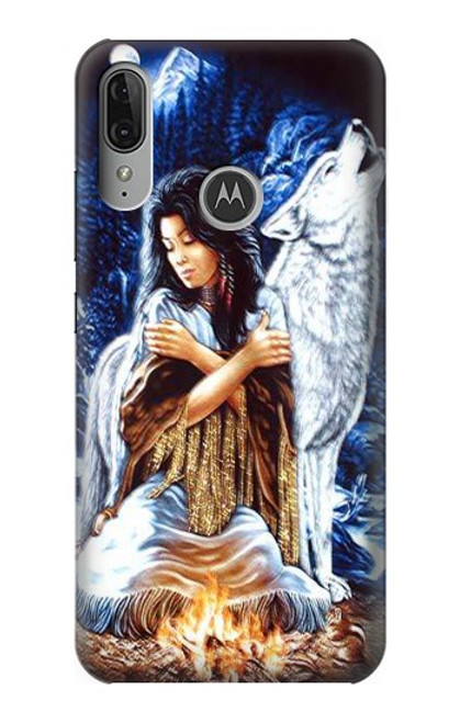 S0147 Grim Wolf Indian Girl Funda Carcasa Case para Motorola Moto E6 Plus, Moto E6s