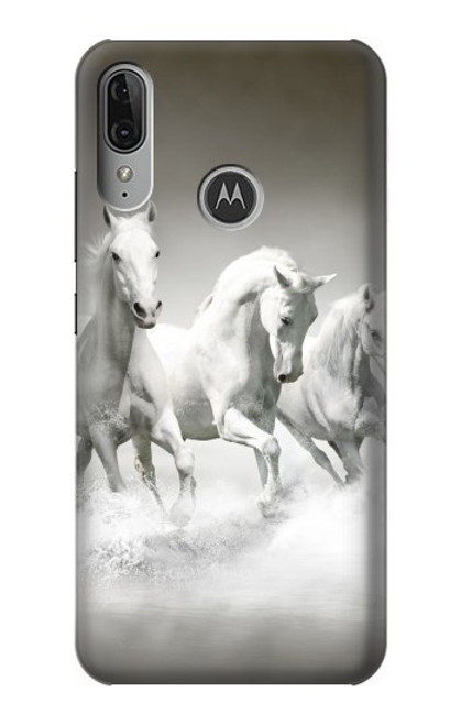 S0933 White Horses Funda Carcasa Case para Motorola Moto E6 Plus, Moto E6s