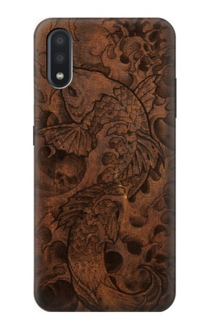 S3405 Fish Tattoo Leather Graphic Print Funda Carcasa Case para Samsung Galaxy A01