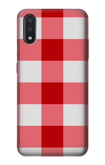 S3535 Red Gingham Funda Carcasa Case para Samsung Galaxy A01