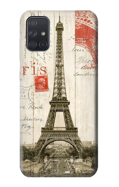 S2108 Eiffel Tower Paris Postcard Funda Carcasa Case para Samsung Galaxy A71