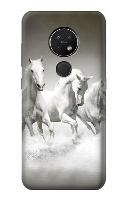 S0933 White Horses Funda Carcasa Case para Nokia 7.2