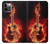 S0415 Fire Guitar Burn Funda Carcasa Case para iPhone 12, iPhone 12 Pro