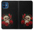 S3753 Dark Gothic Goth Skull Roses Funda Carcasa Case para iPhone 12 mini