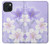 S2361 Purple White Flowers Funda Carcasa Case para iPhone 15