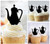 TA1235 Coffee Teapot Cupcake Cake Topper para tartas cumpleaños boda Fiesta Pastel Decoraciones 10 piezas