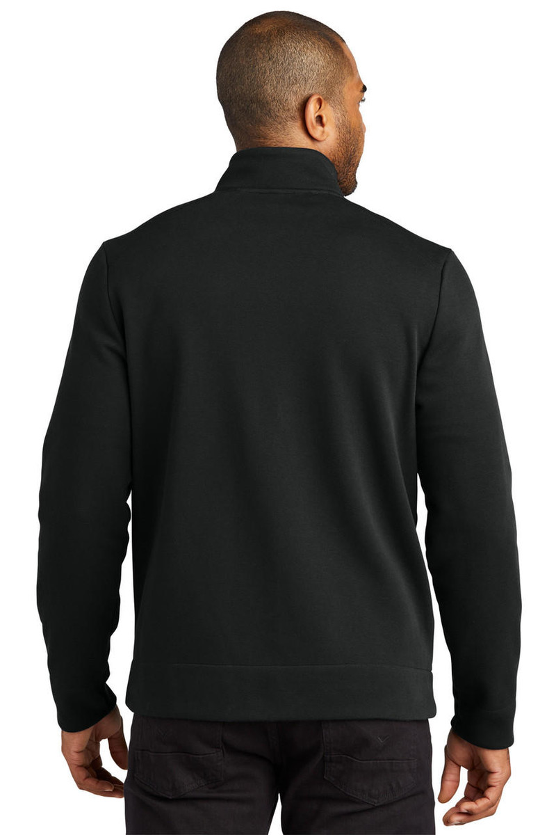 9.7-ounce cotton/polyester fleece jacket featuring metal zippers for a sophisticated style.