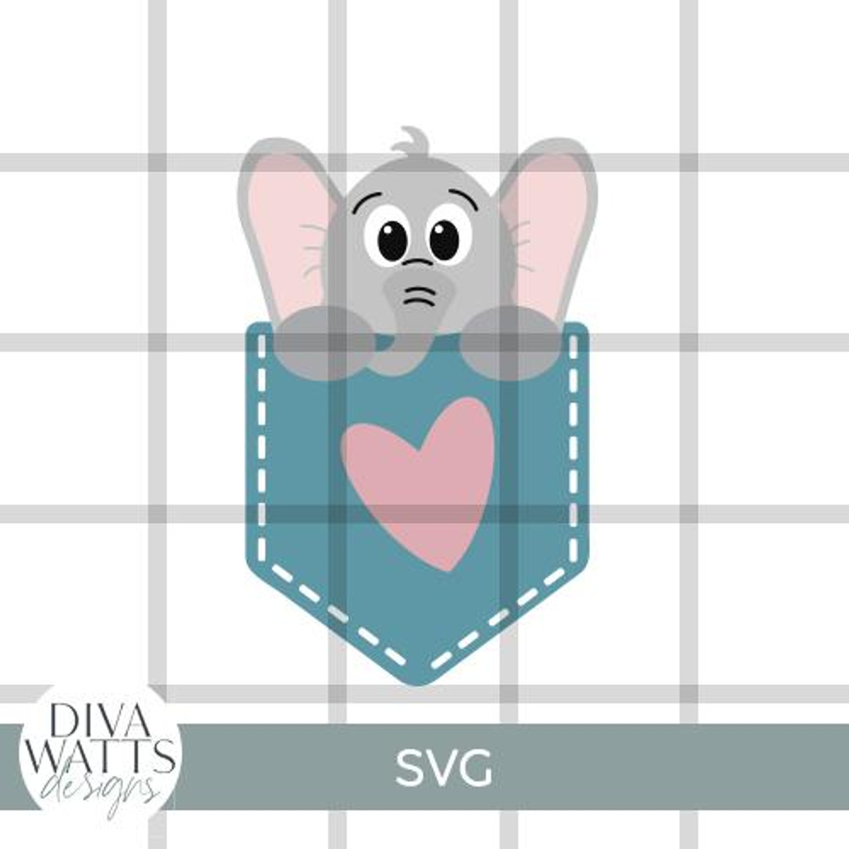  Cute Elephant Pocket SVG File 