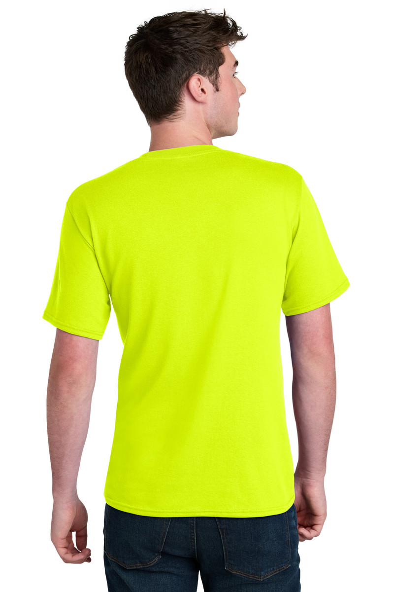Eco-friendly Port & Company® tee with 1x1 rib knit collar and shoulder-to-shoulder back neck tape
