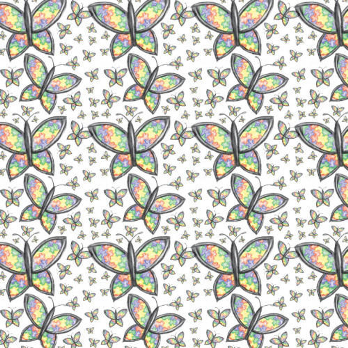 Autism butterflies heat transfer vinyl for shirts and garments with a matte finish.
