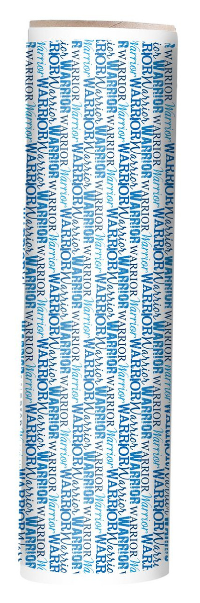 Warrior Text Blue HTV for shirts with 11" printed workable space and matte finish.