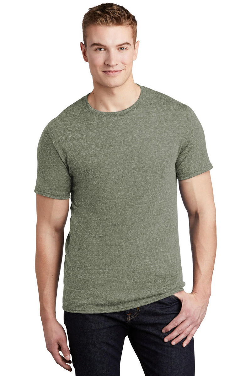 JERZEES Snow Heather Jersey T-Shirt with 88/12 poly/ring spun cotton blend and tear-away label.